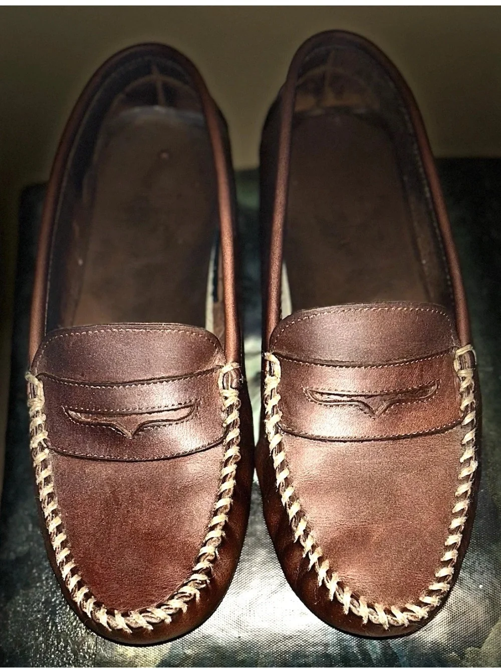 Minnetonka Brown Leather Loafer Slip On Non-Slip Comfort Men's Casual Shoe